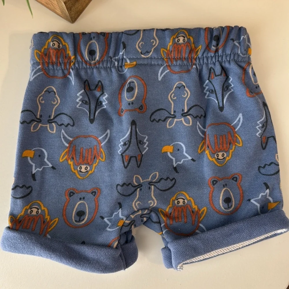 3/$15 🌸 Garanimals Baby French Terry Pull On Shorts Blue Forest Animal Print